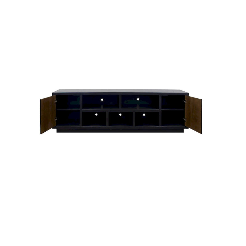 Meuble TV Bridgevine Home Aria de 85 pouces pour téléviseurs jusqu'à 95 pouces, aucun assemblage requis, finition noire et noyer