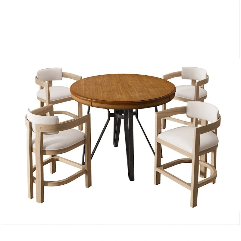 Ensemble de bar 5 pièces Netia à hauteur de comptoir avec chaises rembourrées en bouclette et piètement de table en métal par Christopher Knight Home