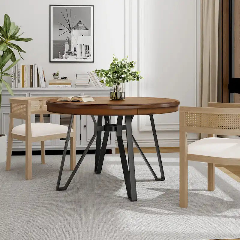 Table à manger ronde Christopher Knight Home avec base en métal - 46,85 L x 46,85 P x 30 H
