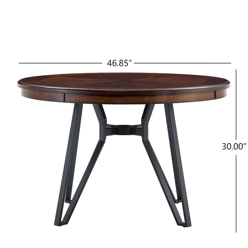 Table à manger ronde Christopher Knight Home avec base en métal - 46,85 L x 46,85 P x 30 H
