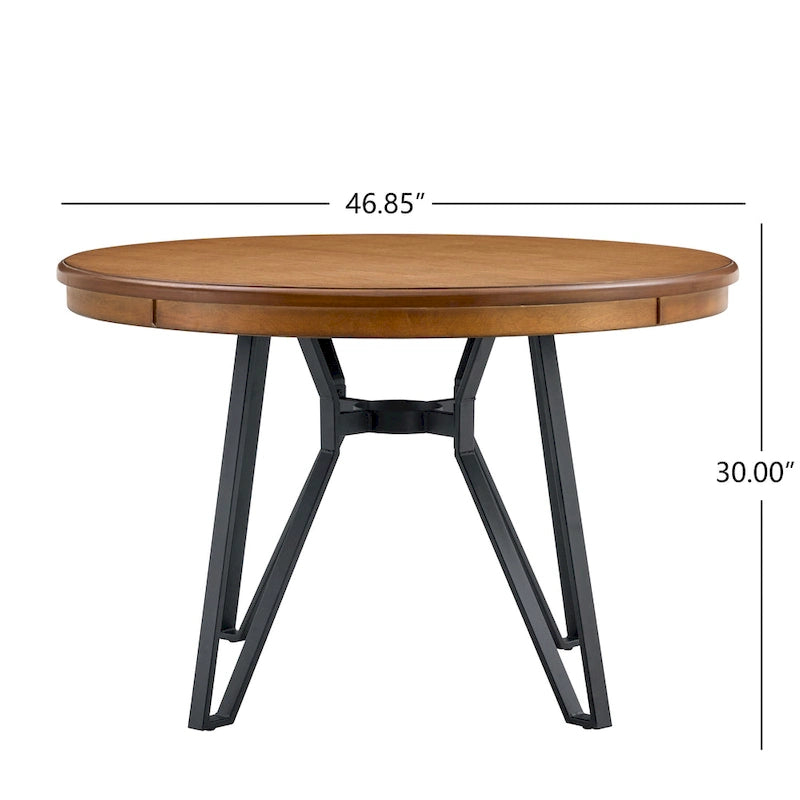 Table à manger ronde Christopher Knight Home avec base en métal - 46,85 L x 46,85 P x 30 H