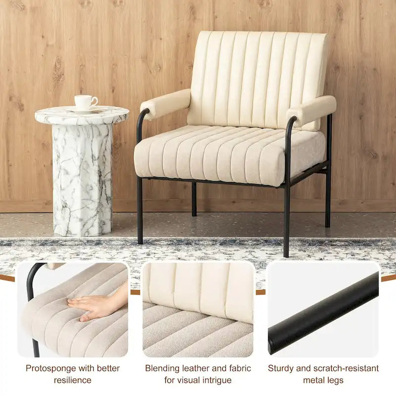 Glitzhome Lot de 2 fauteuils combinés en similicuir et tissu de 75 cm de largeur avec accoudoirs rembourrés - 75 L x 86 H x 76 P