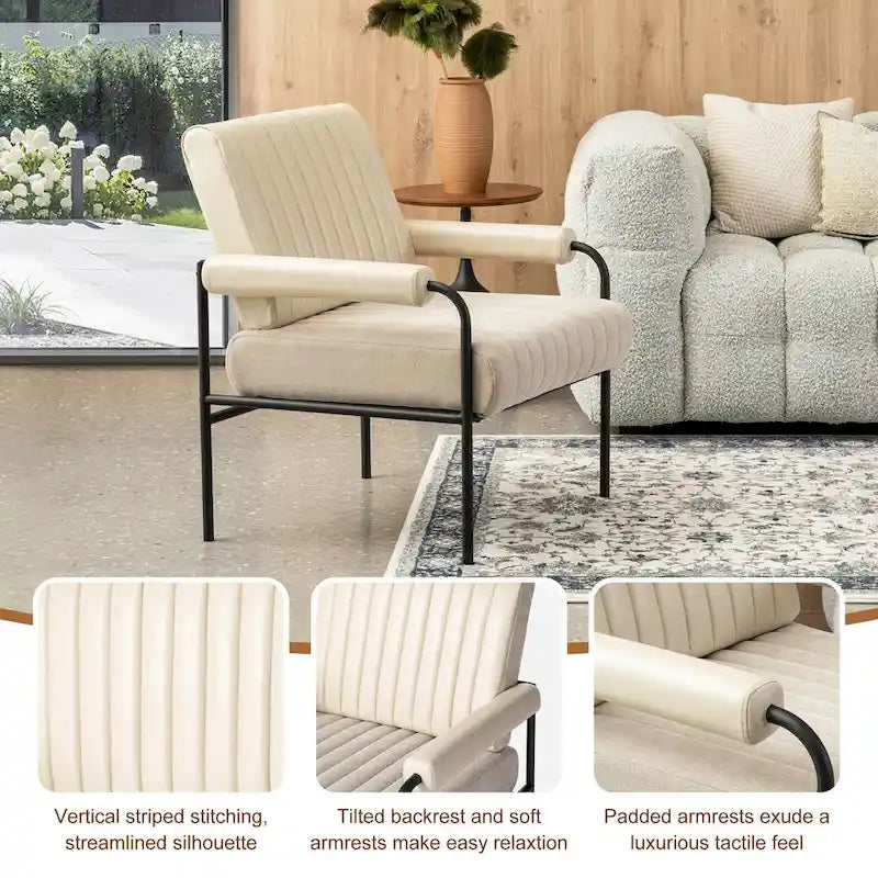 Glitzhome Lot de 2 fauteuils combinés en similicuir et tissu de 75 cm de largeur avec accoudoirs rembourrés - 75 L x 86 H x 76 P