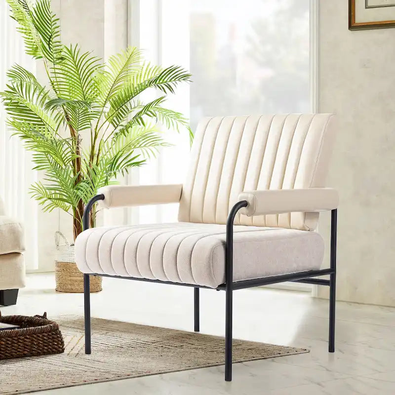 Glitzhome Lot de 2 fauteuils combinés en similicuir et tissu de 75 cm de largeur avec accoudoirs rembourrés - 75 L x 86 H x 76 P