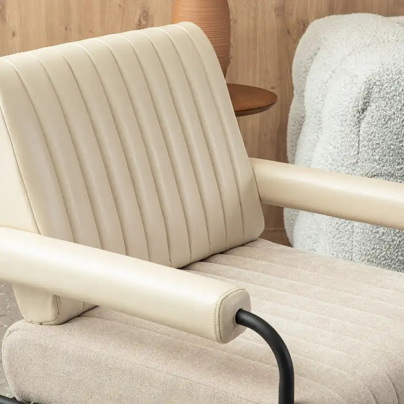Glitzhome Lot de 2 fauteuils combinés en similicuir et tissu de 75 cm de largeur avec accoudoirs rembourrés - 75 L x 86 H x 76 P