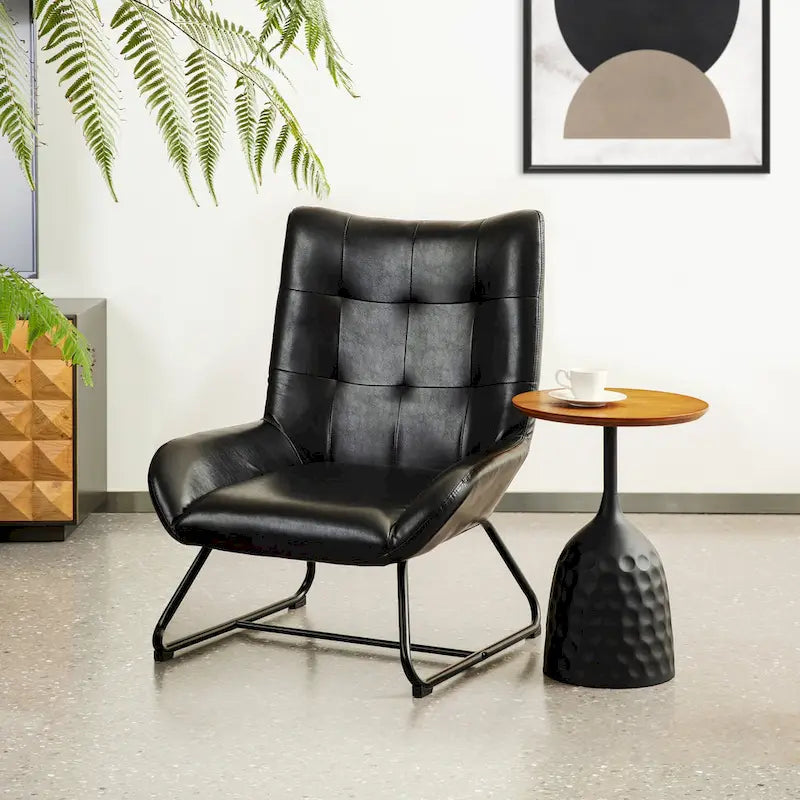 Fauteuil d'appoint à dossier haut en similicuir Glitzhome 35.5H avec pieds en métal