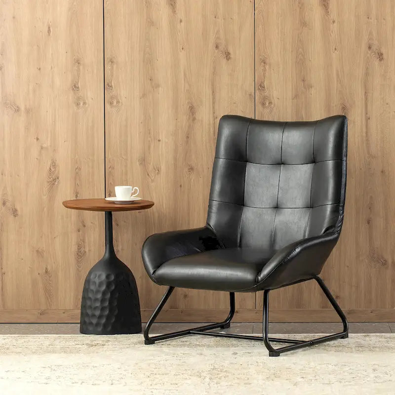Fauteuil d'appoint à dossier haut en similicuir Glitzhome 35.5H avec pieds en métal