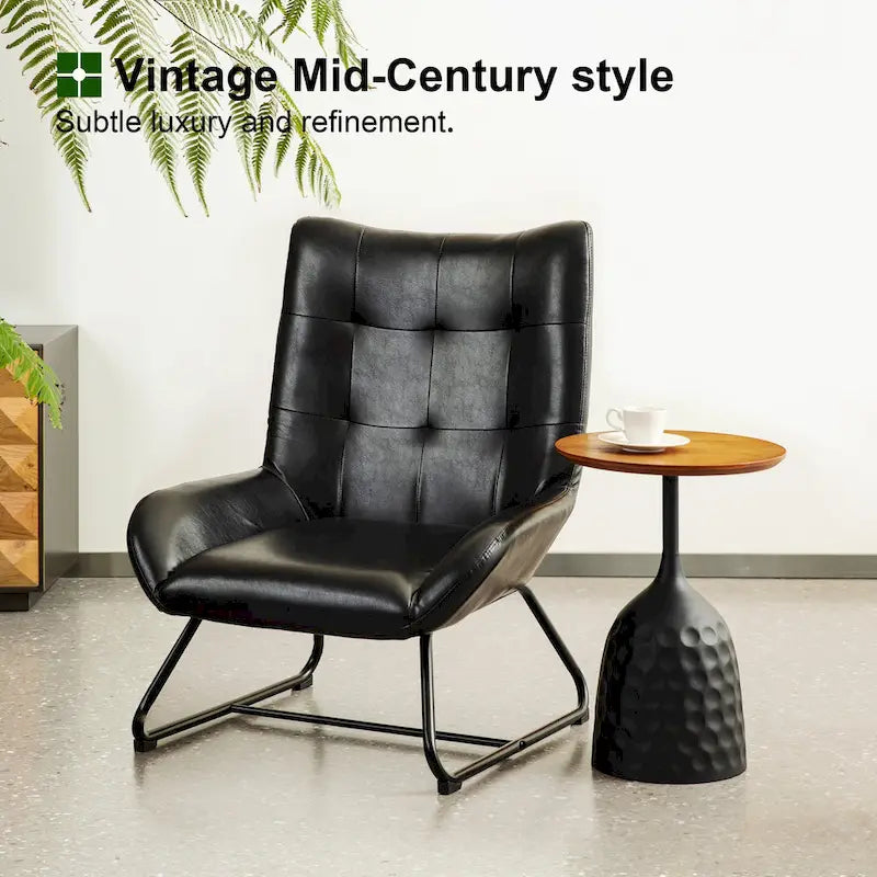 Fauteuil d'appoint à dossier haut en similicuir Glitzhome 35.5H avec pieds en métal