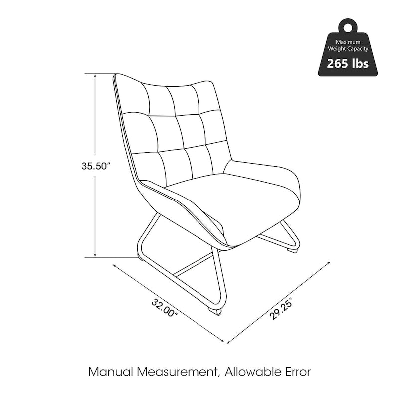 Fauteuil d'appoint à dossier haut en similicuir Glitzhome 35.5H avec pieds en métal