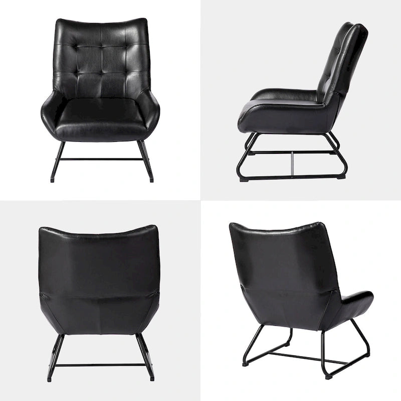 Fauteuil d'appoint à dossier haut en similicuir Glitzhome 35.5H avec pieds en métal