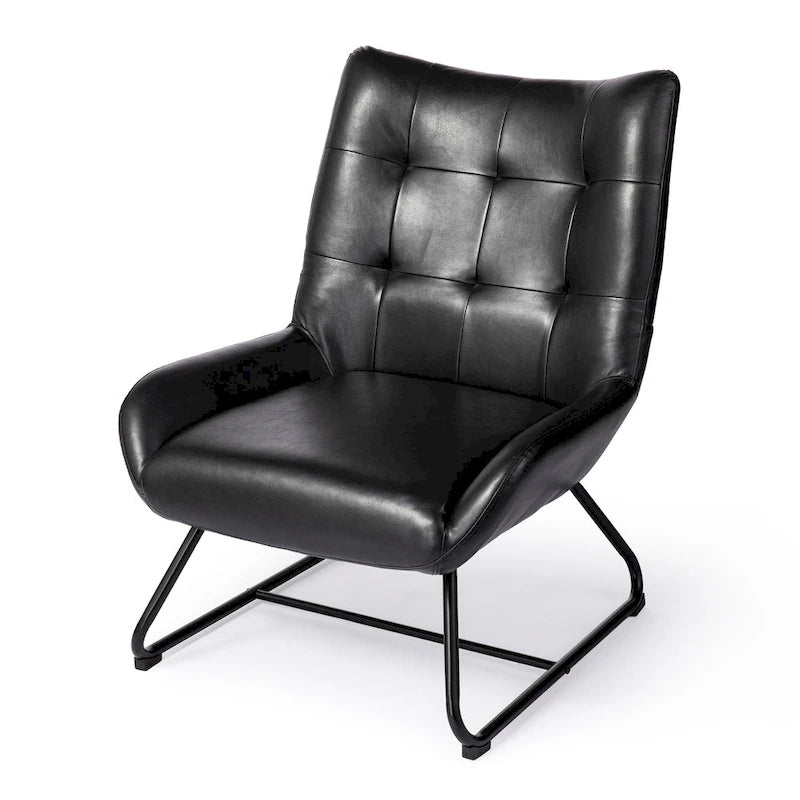 Fauteuil d'appoint à dossier haut en similicuir Glitzhome 35.5H avec pieds en métal