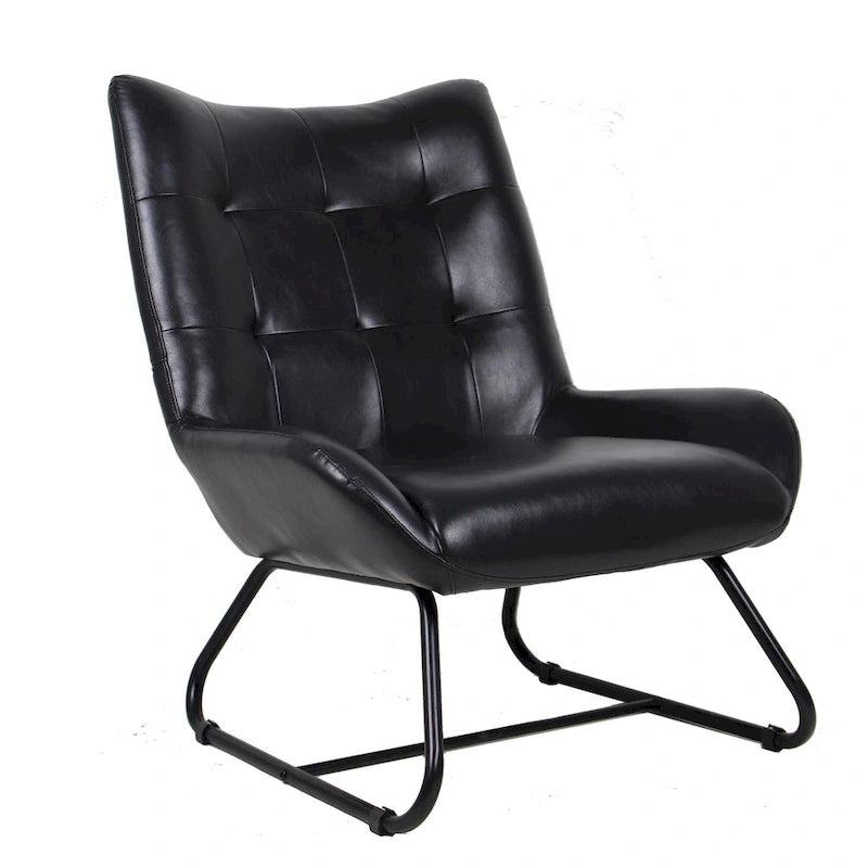 Fauteuil d'appoint à dossier haut en similicuir Glitzhome 35.5H avec pieds en métal