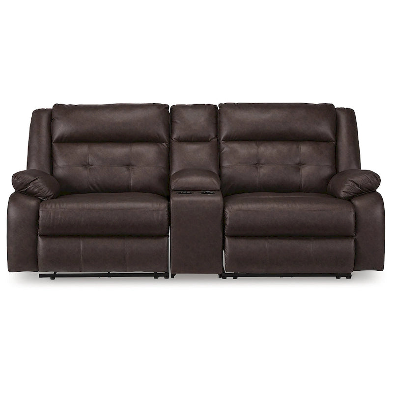 Signature Design by Ashley Punch Up Canapé sectionnel inclinable électrique 3 pièces brun foncé avec console - 93W x 39D x 41H