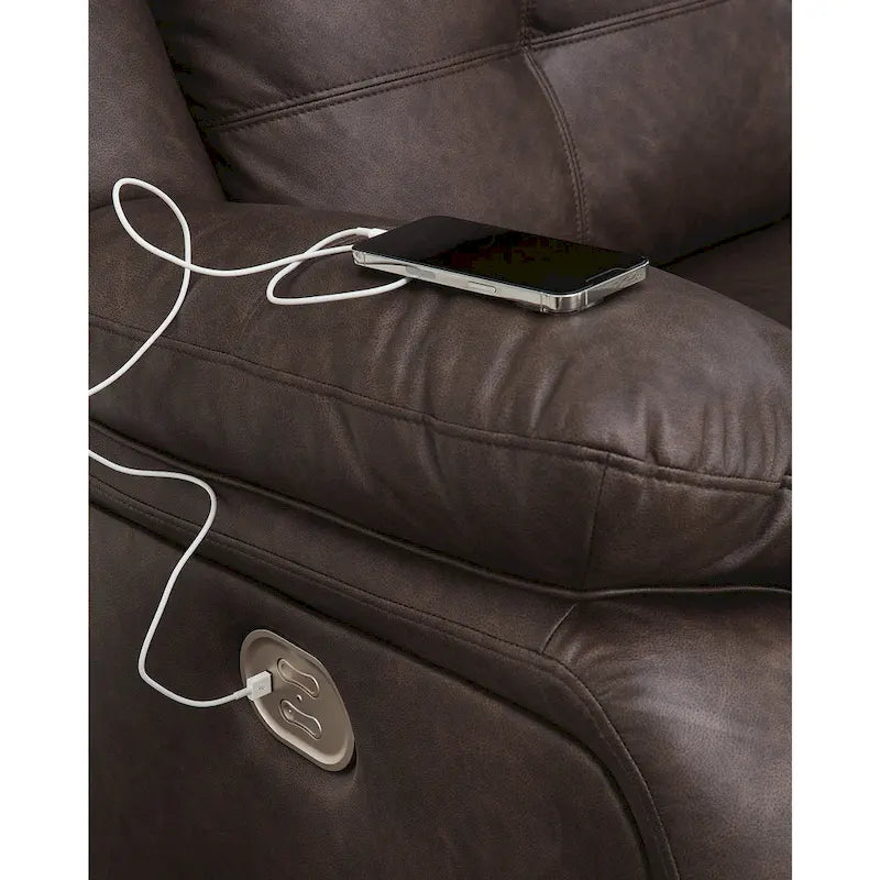 Signature Design by Ashley Punch Up Canapé sectionnel inclinable électrique 3 pièces brun foncé avec console - 93W x 39D x 41H
