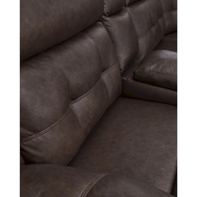 Signature Design by Ashley Punch Up Canapé sectionnel inclinable électrique 3 pièces brun foncé avec console - 93W x 39D x 41H