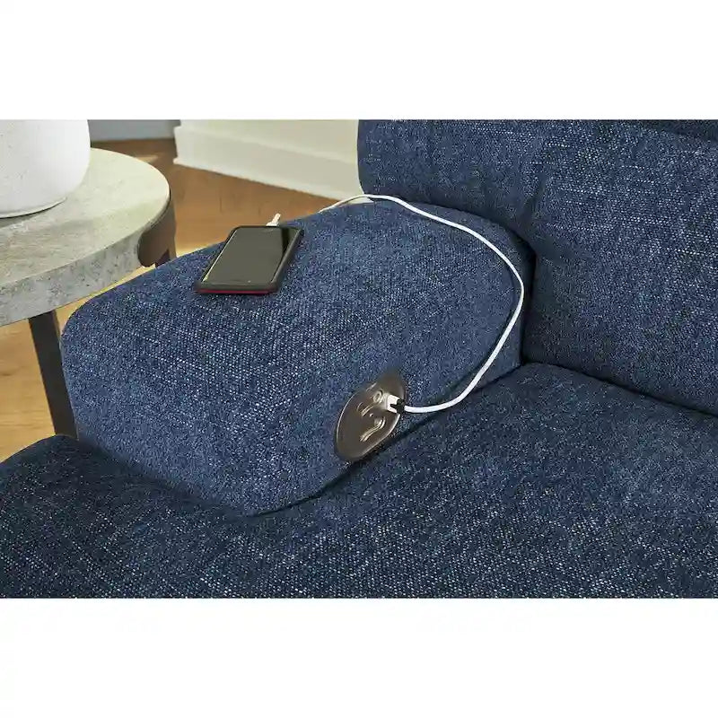 Signature Design by Ashley Acklen Place Canapé d'angle inclinable électrique 3 places avec méridienne bleu – 94 L x 70 P x 40 H