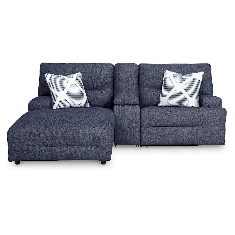 Signature Design by Ashley Acklen Place Canapé d'angle inclinable électrique 3 places avec méridienne bleu – 94 L x 70 P x 40 H