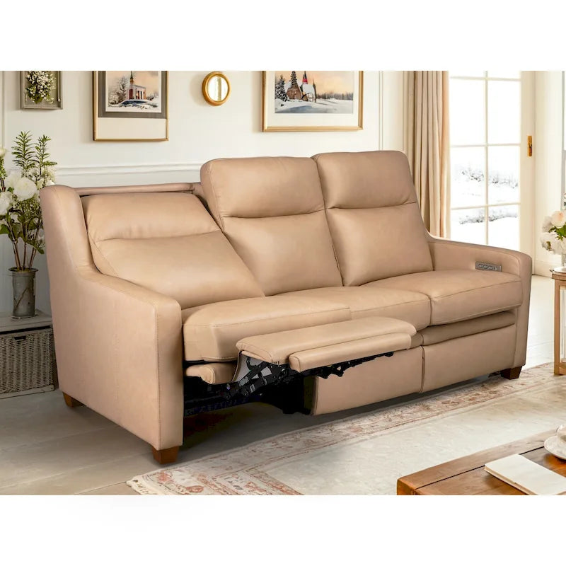 Canapé inclinable en cuir véritable 78 Canapé 3 places inclinable à triple moteur électrique Zéro encombrement avec ports USB et USB-C