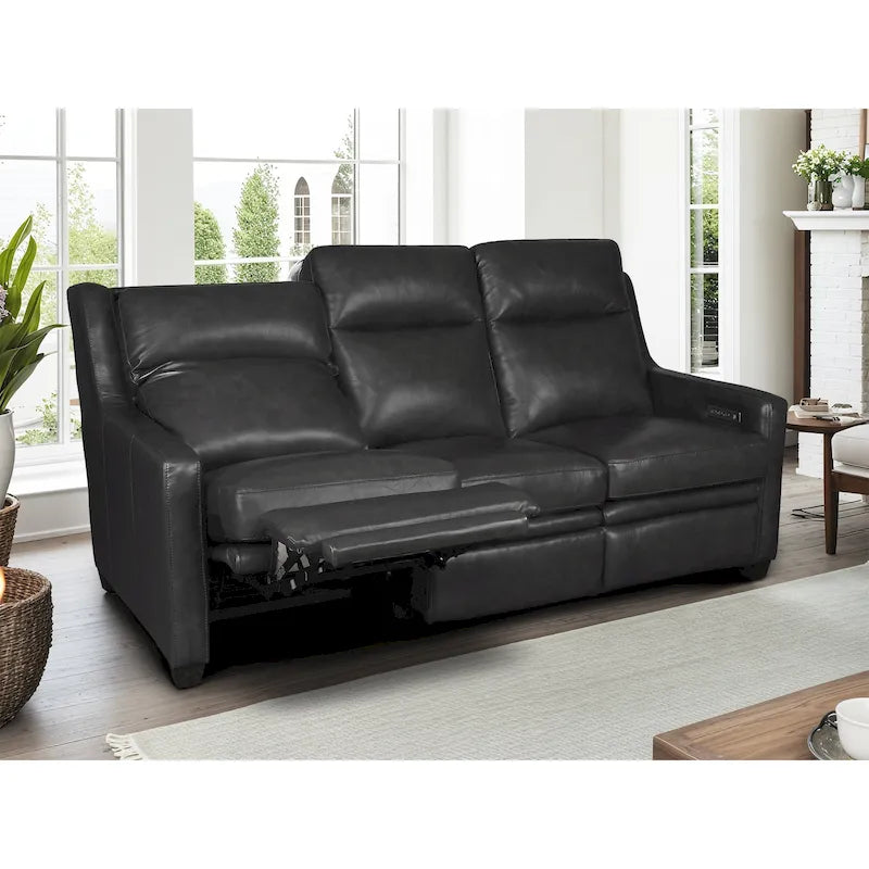 Canapé inclinable en cuir véritable 78 Canapé 3 places inclinable à triple moteur électrique Zéro encombrement avec ports USB et USB-C