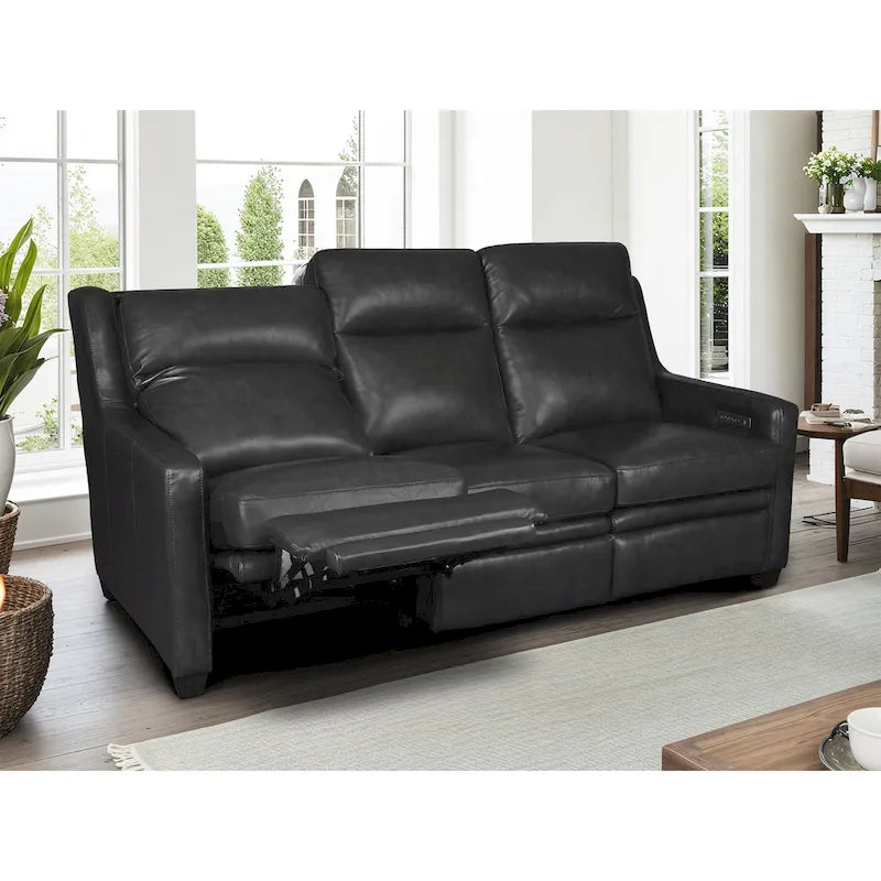 Canapé inclinable en cuir véritable 78 Canapé 3 places inclinable à triple moteur électrique Zéro encombrement avec ports USB et USB-C