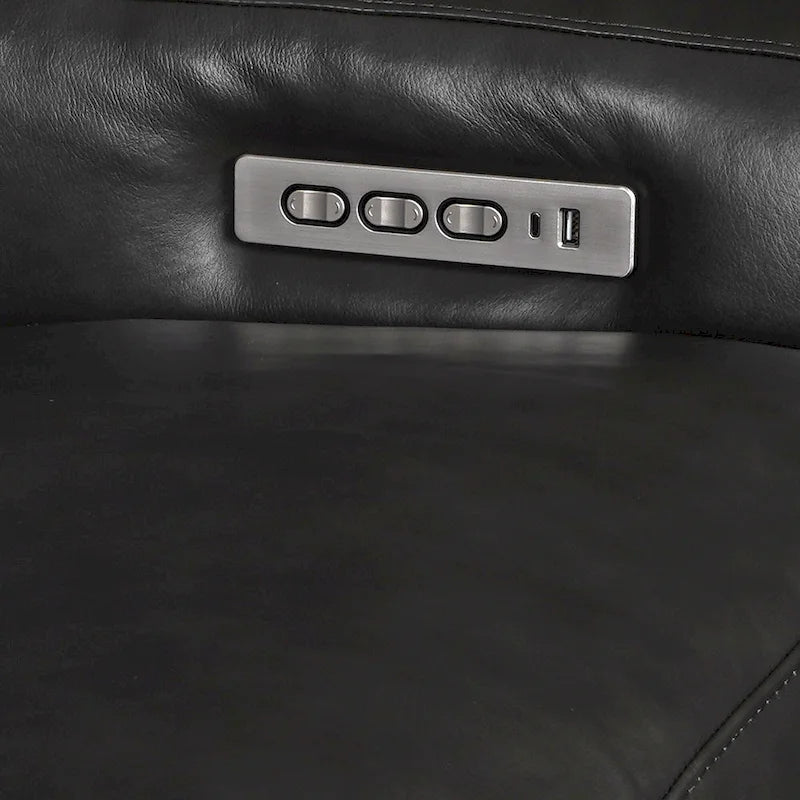 Canapé inclinable en cuir véritable 78 Canapé 3 places inclinable à triple moteur électrique Zéro encombrement avec ports USB et USB-C