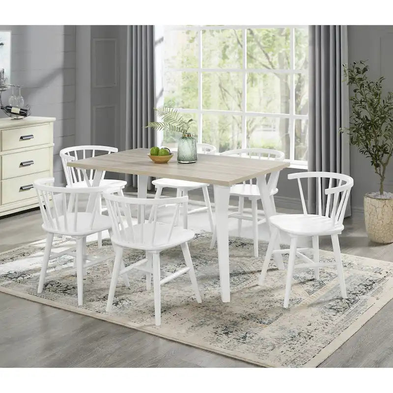 Ensembles de tables et chaises de salle à manger en bois avec chaises Windsor pour cuisine et salle à manger