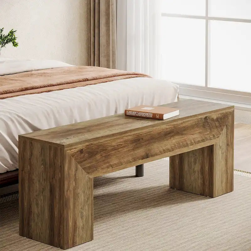 Banc à chaussures d'entrée en bois de 47 pouces – 11,81P x 47,24L x 17,72H