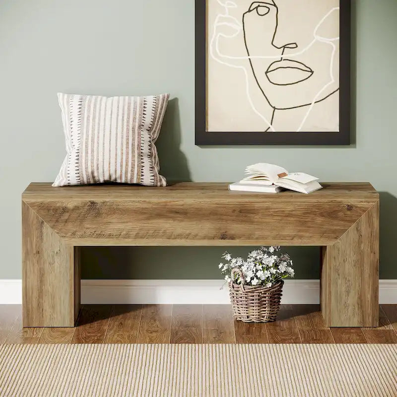 Banc à chaussures d'entrée en bois de 47 pouces – 11,81P x 47,24L x 17,72H