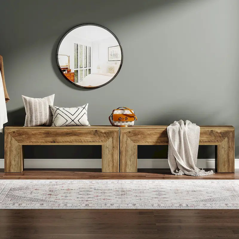 Banc à chaussures d'entrée en bois de 47 pouces – 11,81P x 47,24L x 17,72H