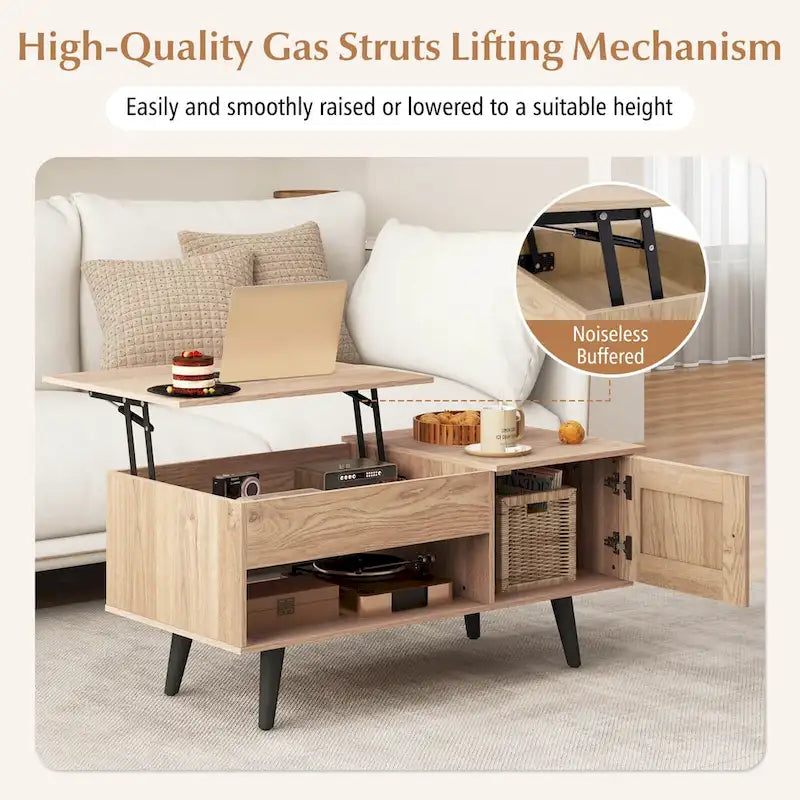 Table basse à plateau relevable Costway avec compartiment de rangement caché - Voir détails