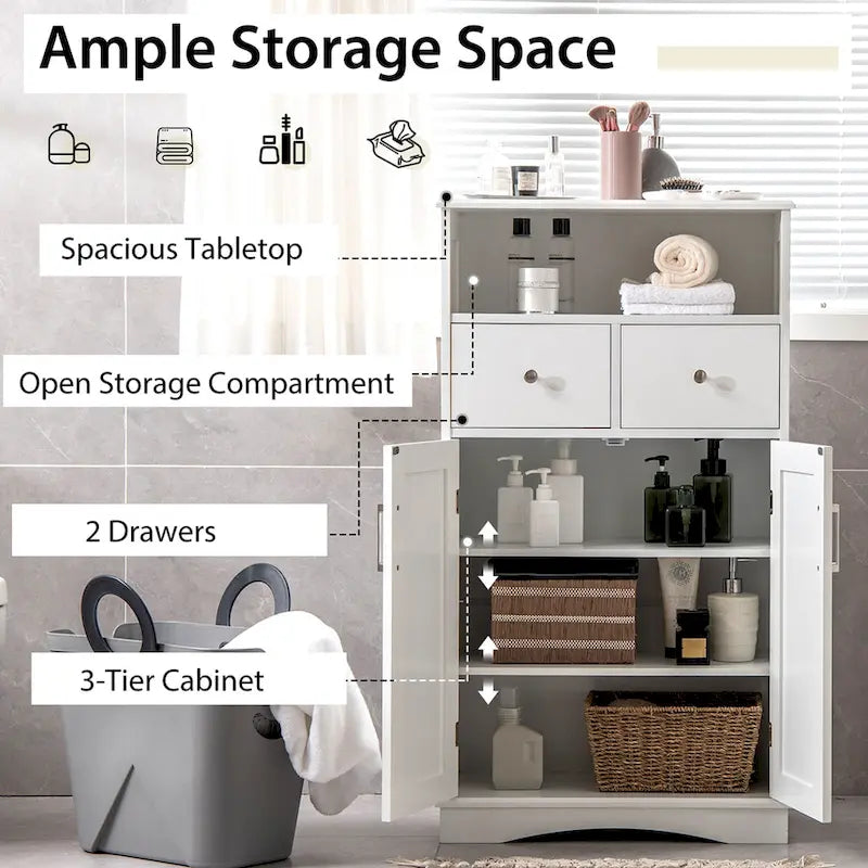 Meuble de salle de bain sur pied Costway avec 2 – Voir les détails