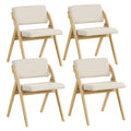 Gymax Ensemble de 4 chaises de salle à manger Chaise de cuisine pliante avec pieds en bois d'hévéa