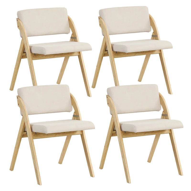 Gymax Ensemble de 4 chaises de salle à manger Chaise de cuisine pliante avec pieds en bois d'hévéa