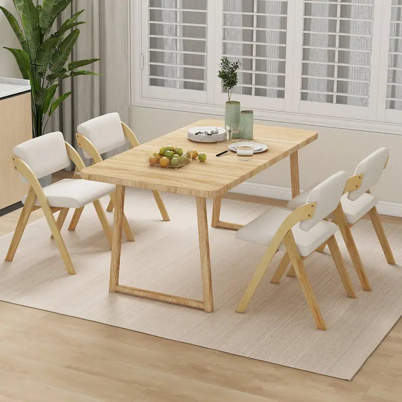 Gymax Ensemble de 4 chaises de salle à manger Chaise de cuisine pliante avec pieds en bois d'hévéa