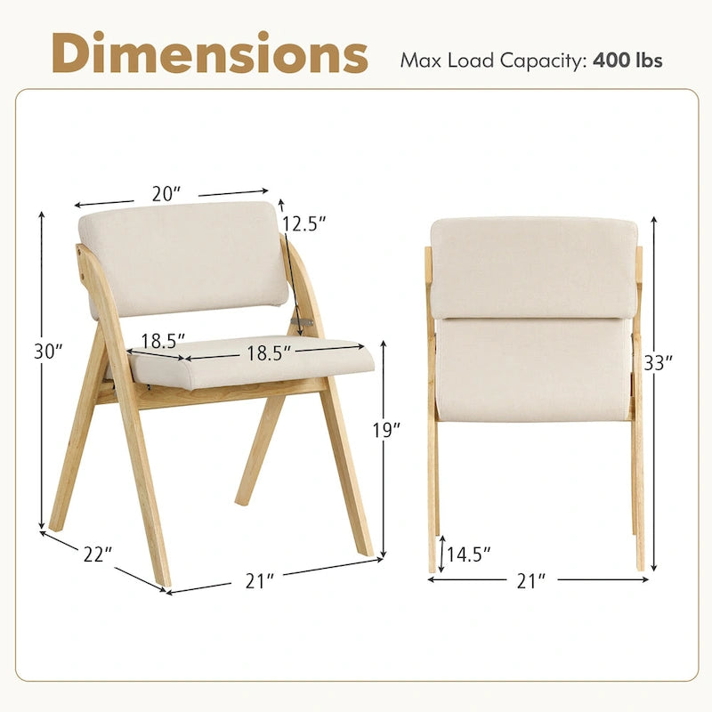 Gymax Ensemble de 4 chaises de salle à manger Chaise de cuisine pliante avec pieds en bois d'hévéa