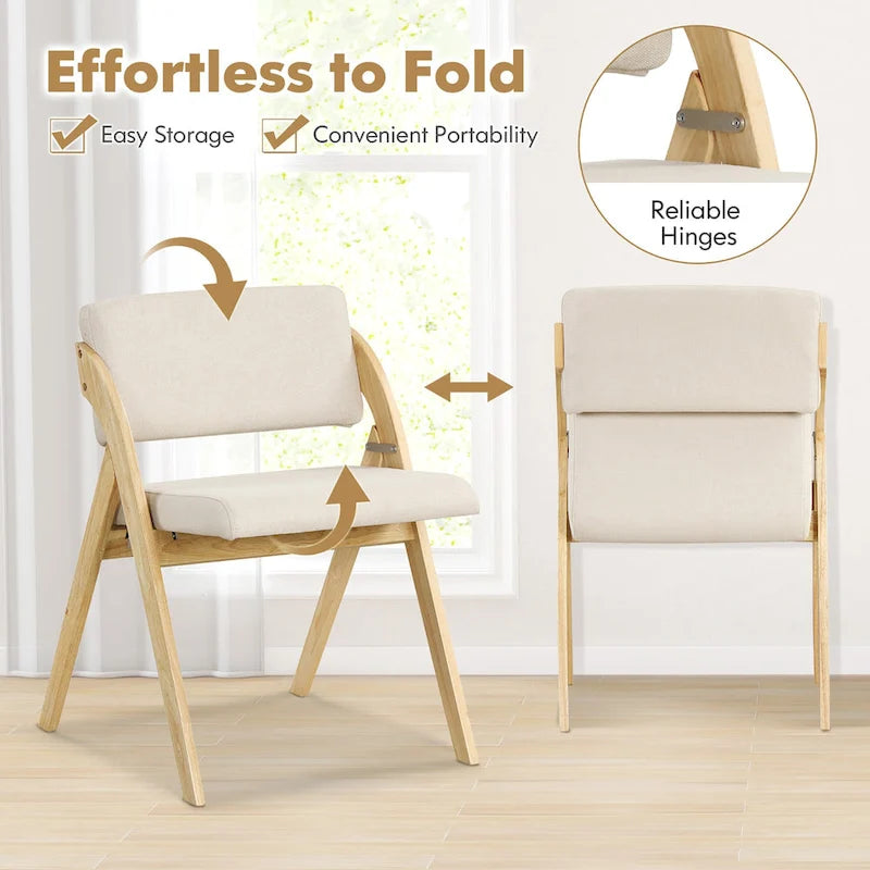 Gymax Ensemble de 4 chaises de salle à manger Chaise de cuisine pliante avec pieds en bois d'hévéa
