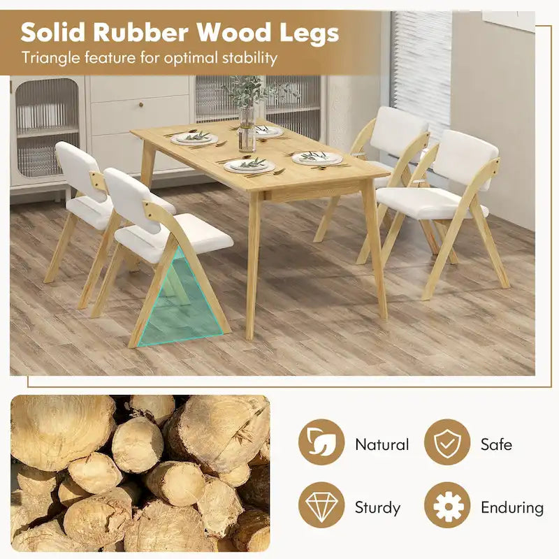 Gymax Ensemble de 4 chaises de salle à manger Chaise de cuisine pliante avec pieds en bois d'hévéa