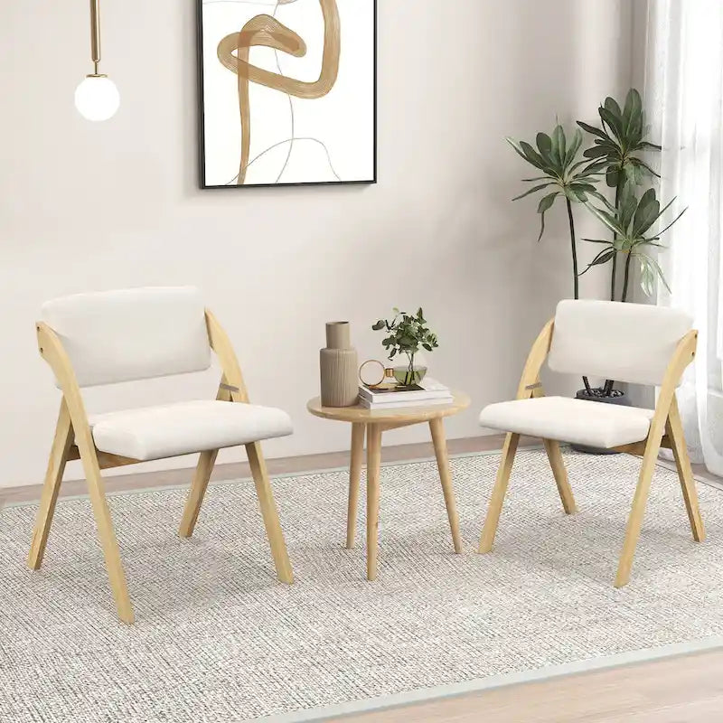Gymax Ensemble de 4 chaises de salle à manger Chaise de cuisine pliante avec pieds en bois d'hévéa