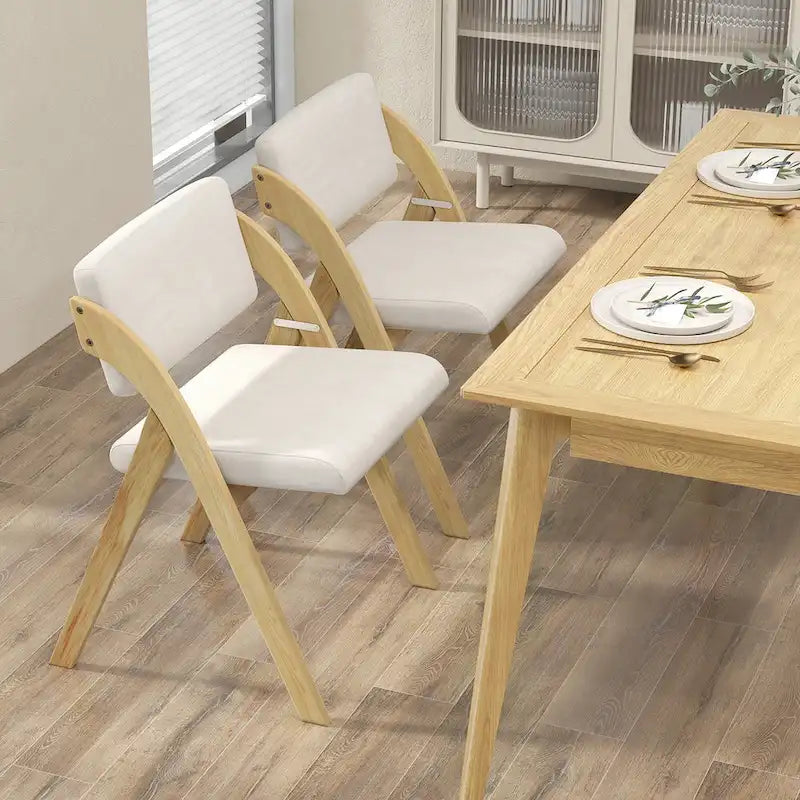 Gymax Ensemble de 4 chaises de salle à manger Chaise de cuisine pliante avec pieds en bois d'hévéa
