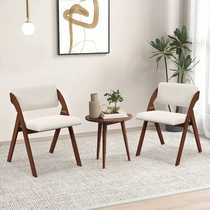 Gymax Ensemble de 4 chaises de salle à manger Chaise de cuisine pliante avec pieds en bois d'hévéa
