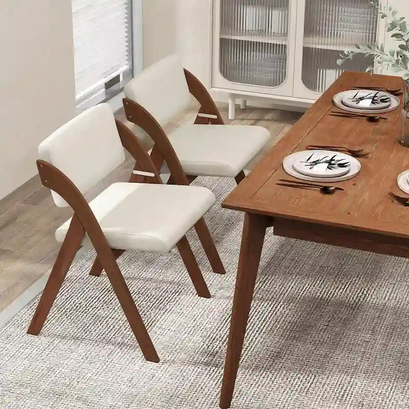 Gymax Ensemble de 4 chaises de salle à manger Chaise de cuisine pliante avec pieds en bois d'hévéa