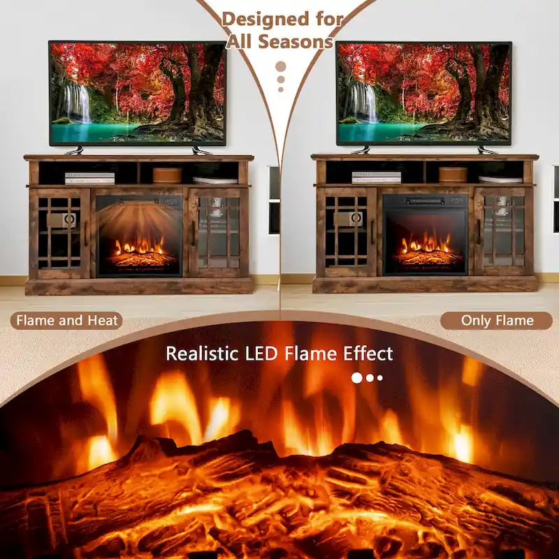 Meuble TV Gymax 48" avec console et foyer intégré