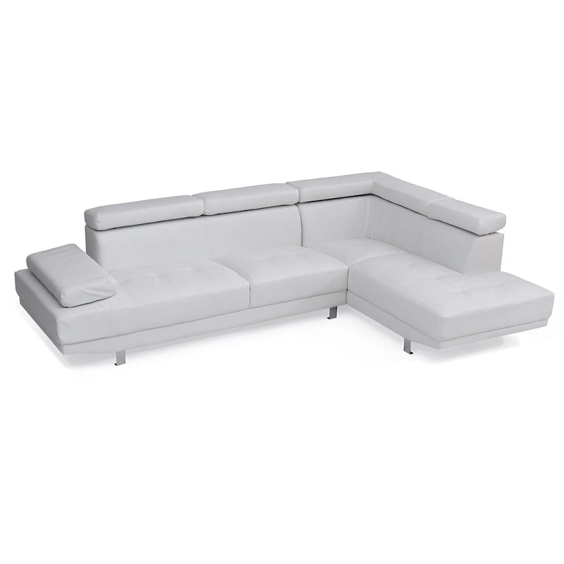 Canapé d'angle modulable en similicuir en forme de L - 109 - Blanc