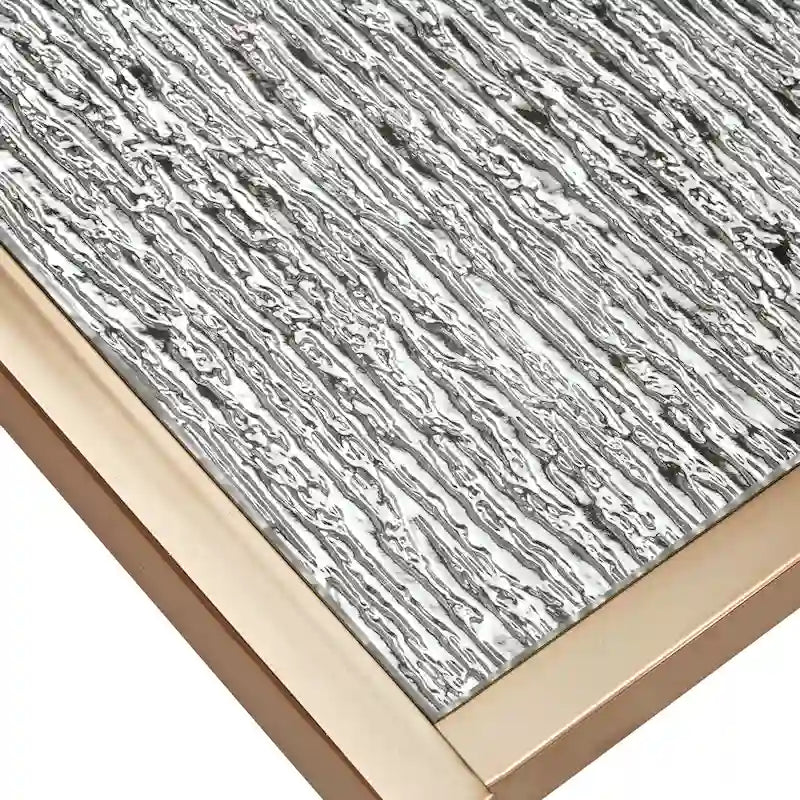 Table basse gigogne Astor iNSPIRE Q Bold avec dessus de miroir texturé et finition dorée couleur champagne