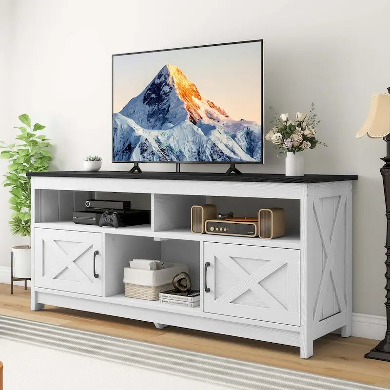 Meuble TV Moasis Farmhouse 59 avec rangement et étagères