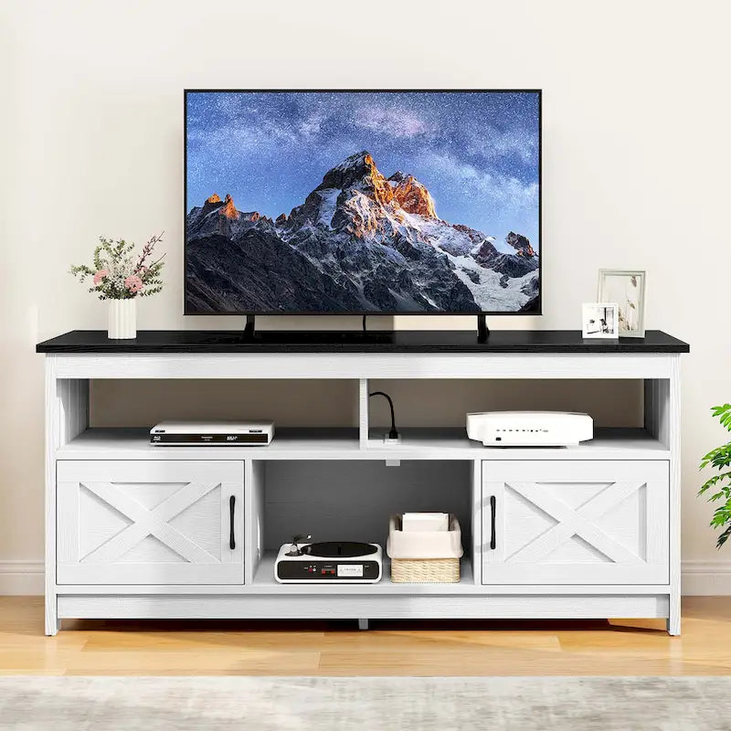 Meuble TV Moasis Farmhouse 59 avec rangement et étagères