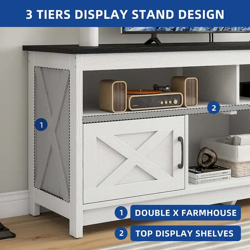 Meuble TV Moasis Farmhouse 59 avec rangement et étagères