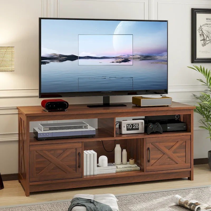 Meuble TV Moasis Farmhouse 59 avec rangement et étagères