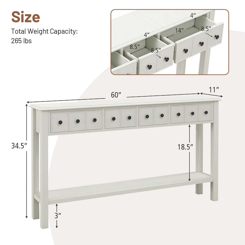 Costway 60 Table console rétro avec 4 tiroirs et - Voir détails