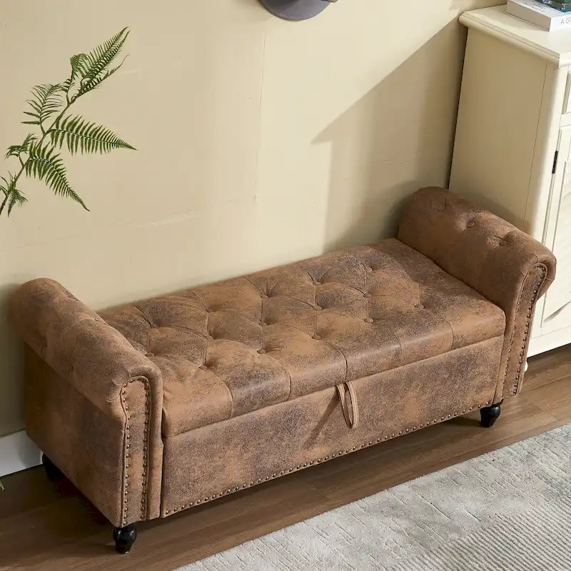 55.12 Pouf de rangement en tissu rembourré, capitonné, capacité de 125 kg, pour salon ou chambre à coucher